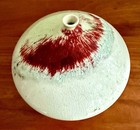 Antique Signed Japanese Pottery Vase Lava Drip Glaze Mid Century Modern Mcm