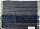 New Set Of 6 Threshold 14 x19  Grey-navy With Fringe Cotton Placemat