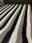 Vintage Handmade Black White Gray Crochet Afghan Blanket Crochet Grandma Blanket