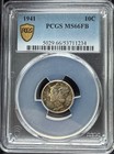 1941 Mecury Silver Dime Certified Pcgs Ms66fb Very Nice Eye Appeal   Color 