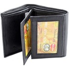 New Mens Black Genuine Leather Trifold Wallet Id Window Credit Card Case Holder