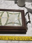 Antique 1870 Carved Walnut Framed Three Tile Trivet Tray