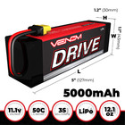 Venom 50c 3s 5000mah 11 1v Lipo Battery Deans tamiya ec3 traxxas Plug 1 8 Rc
