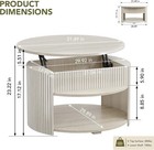 Round Lift Top Coffee Table With Storage  Fluted Mid-century Modern Coffee Table