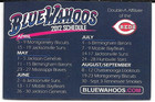 2012 Pensacola Blue Wahoos Inaugural Season Baseball Pocket Schedule-small Card