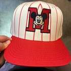 Mickey Mouse Pin Stripe Vintage Snapback Disneyland 
