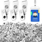 1000 Pcs Metal Badge Clips Bulk Double Hole Name Tag Clips With Clear Pvc S