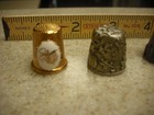 Vintage Lot Of 6 Collectible Thimbles  Brass  Wood  Pewter  Porcelain