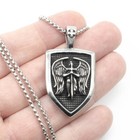 316l Stainless Steel Archangel Saint St Michael Medal Shield Pendant Necklace