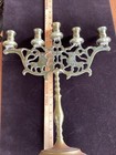Vintage Mid Century 1950s  Large Brass 5 Candle Holder  Detailed Pattern