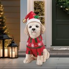 Holiday Dog Greeter Resin Porch Statue  Doodle Bernese Mountain Dog Or Shiba Inu