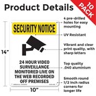 24 Hour Video Surveillance With Symbol Osha Security Notice Sign - 5 Or 10 Pack