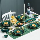 Ceramic Dinner Plates Dinnerware Set Dishes Luxury Green Food Tableware Set