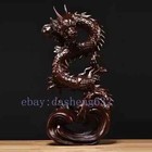 Ebony Wood Carved Dragon Statue Chinese Mythical Beast Feng Shui Home Talisman