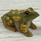 Hand Carved Painted Wood Frog Figurine Folk Art 2    X 4   