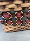 Large Wooden Woven Colorful Basket 14 5x12 75x15    Cottagecore