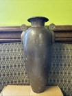 Antique Japanese Bronze Vase W Scroll Handles