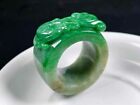 Emerald Icy Yellow Green Grade A Jadeite Jade Ring  Size 13 5  Y0309