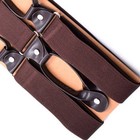 Button Holes Link Suspenders Adjustable Elastic Unisex Braces Deep Coffee Color