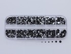 Over 2100 Pieces Jet Black Flat Back Glass Rhinestones Crystals For Nail Art    