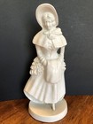 Vintage Japan Victorian Lady Figurine Planter Vase Woman Muff 10    White Ceramic