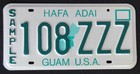Guam Green Map License Plate  1988  Numbered Samples - Your Choice