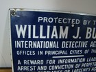 Vtg William J Burns Detective Security Agency Porcelain Plaque Sign 9 x6 