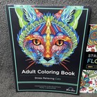 Lot Of 2 Adult Anti-stress Coloring Books  Cats   Flower Patterns New