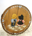 Vtg antique Large Round Wood Cheese Box 15  Dufeck   s Wisconsin Cheese Box Amish
