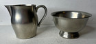 Vtg International Pewter Small Sugar Bowl Creamer Set Eagle Stamp Excellent