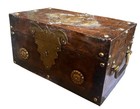 Antique Anglo-indian Coper Clad Wood Box Brass Hardware   Handles C 1900 Patina