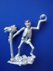 Pewter Collectible Figurine Skeleton With Crystal Ball Gem Eyes And Staff 