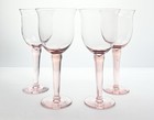 1980s Vintage Set Of 4 Blush Pink Blown Large Wine Or Water Glasses 9 1 2    22oz