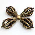 19th 20th C  Tibetan Bronze Crossed Vajra Double Dorje Ritual Implement Amulet