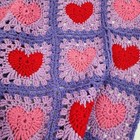 New Handmade Crochet Heart Granny Square Lap Blanket Tassels Purple Pink Red