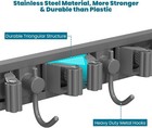 Toovem Wall-mounted Broom   Mop Holder - Storage Rack W 5 Racks 4 Hooks