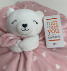 Carters Just One You Pink   White Hearts Teddy Bear Plush Baby Security Blanket