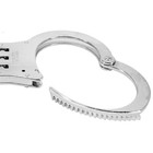 Police Handcuffs Professional Heavy Duty Metal Steel Hinged Double Lock - Silver