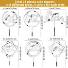 24pcs Happy Birthday Cake Toppers Glitter Acrylic Cupcake Picks Set