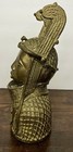 African 9 1 2    Benin Bronze Nigeria Sitting Queen Statue Sculpture With Patina