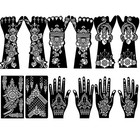 Large Henna Tattoo Stencils Kit - 12 Reusable Self-adhesive Templates