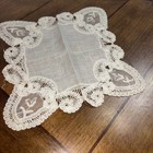 2 Vtg  White Handmade Lace  Handkerchief Wedding  Christening