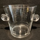    tiffany   Co     Crystal Ice Bucket Scroll Handles 6 25    X 6 5    Wide  With Tongs