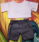 Build A Bear White Silver Guitar Shirt Gray Vest Shorts Teddy Clothes Outfit 24e