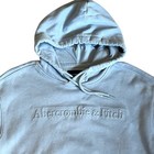 Abercrombie   Fitch Women   s Sz M Blue Logo Hoodie Sweatshirt Popover Relaxed