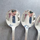 Christofle Perles 4pcs Silverplate Flatware Consomme Cream Soup Spoon Excellent