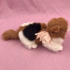 Vintage Commonwealth Calico Cat Plush 10  Pink Ribbon Stuffed Kitty 1990 90s Toy
