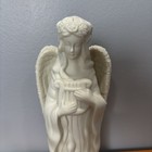 Vintage Angel Figurine Wings Harp Ivory Porcelain Bisque Heavenly Faith Guardian
