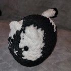 Handmade Crochet Cat Plush Toy Black White Round Stuffed Animal Cute Kawaii
