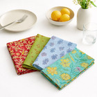 Set Of 12 Boho Cotton Assorted Cloth Napkins Hand Block Floral Reusable Table